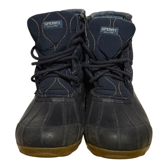 Sperry Saltwater Duck Boots Quilted Rain Navy Rubber Boots Women's Size 6M - Picture 4 of 8